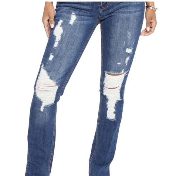 Fashion Nova Killing 'Em Kindly High Rise Dark Blue Wash Jeans, Size 11 Juniors - Picture 6 of 7